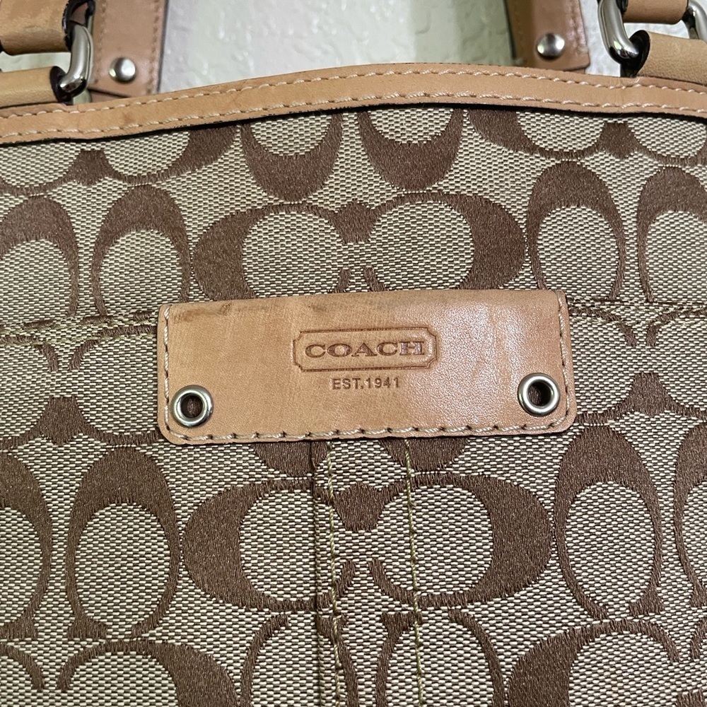 Coach Tan and Brown Signature Tote - Picture 2 of 11